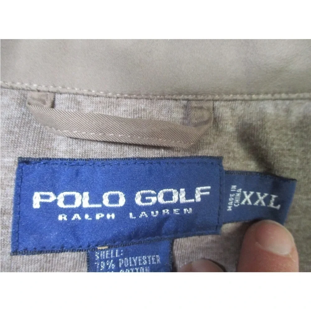 POLO RALPH LAUREN Golf brown zip‎ up mens sweater knit sleeve jacket sz XXL